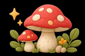Woodland mushroom with golden stars