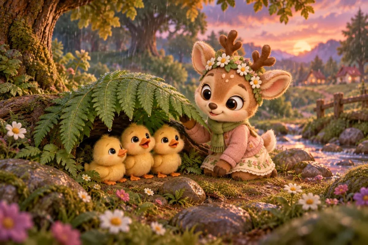 Illustration for Willow's Meadow Trail, scene 1: Three Lost Ducklings