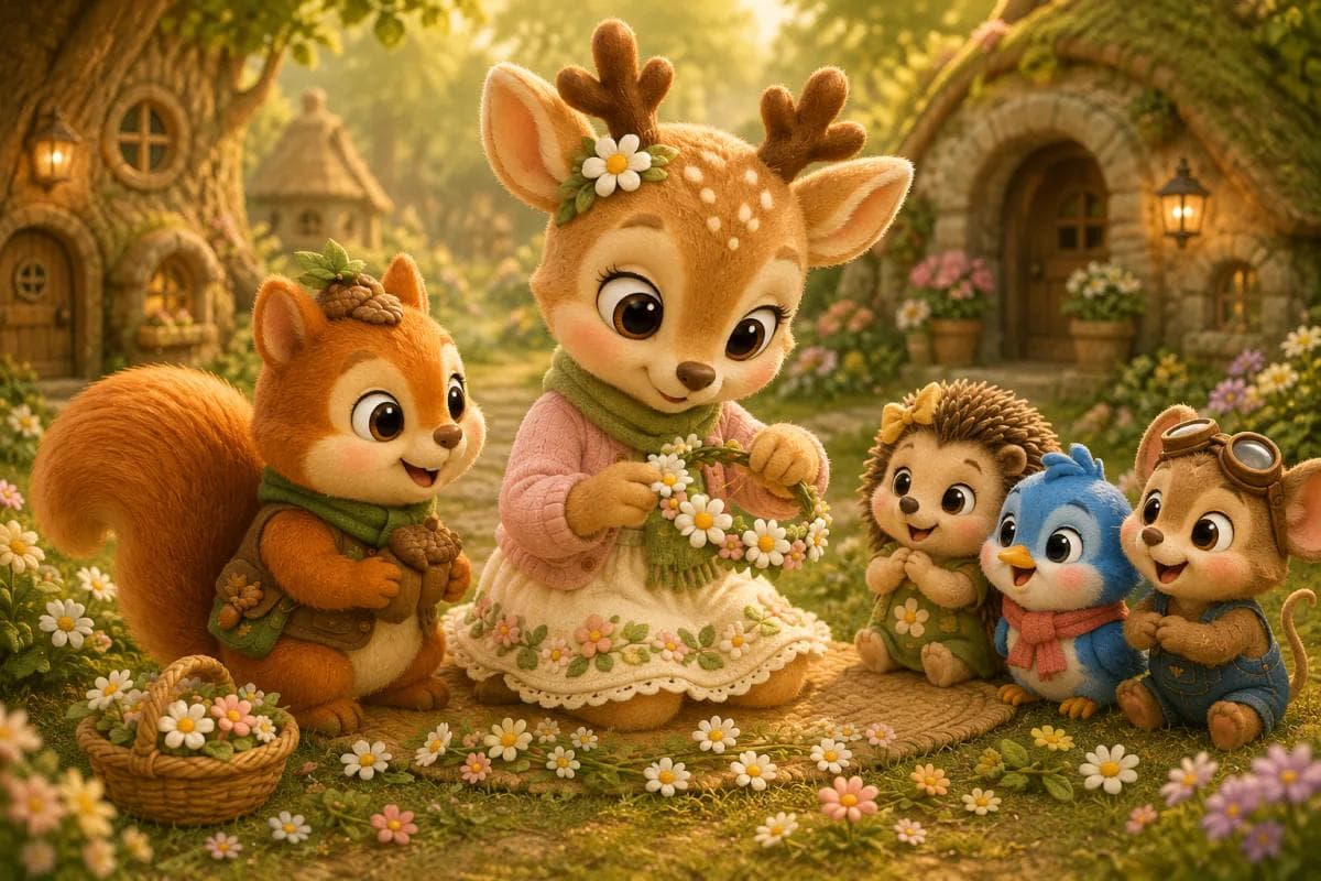 Illustration for Willow's Flower Crown, scene 1: Just Enough Daisies