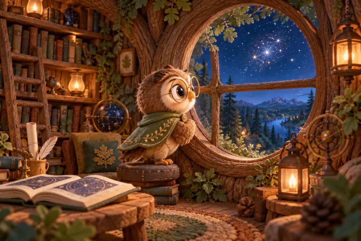 Illustration for Olive's Star Map Adventure, scene 1: Stars Without Names